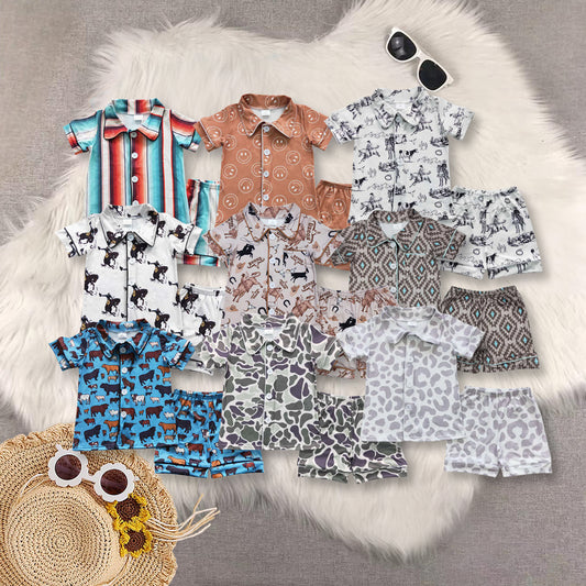 RTS NO MOQ Baby boy clothes Short Sleeve shorts pajamas Suit