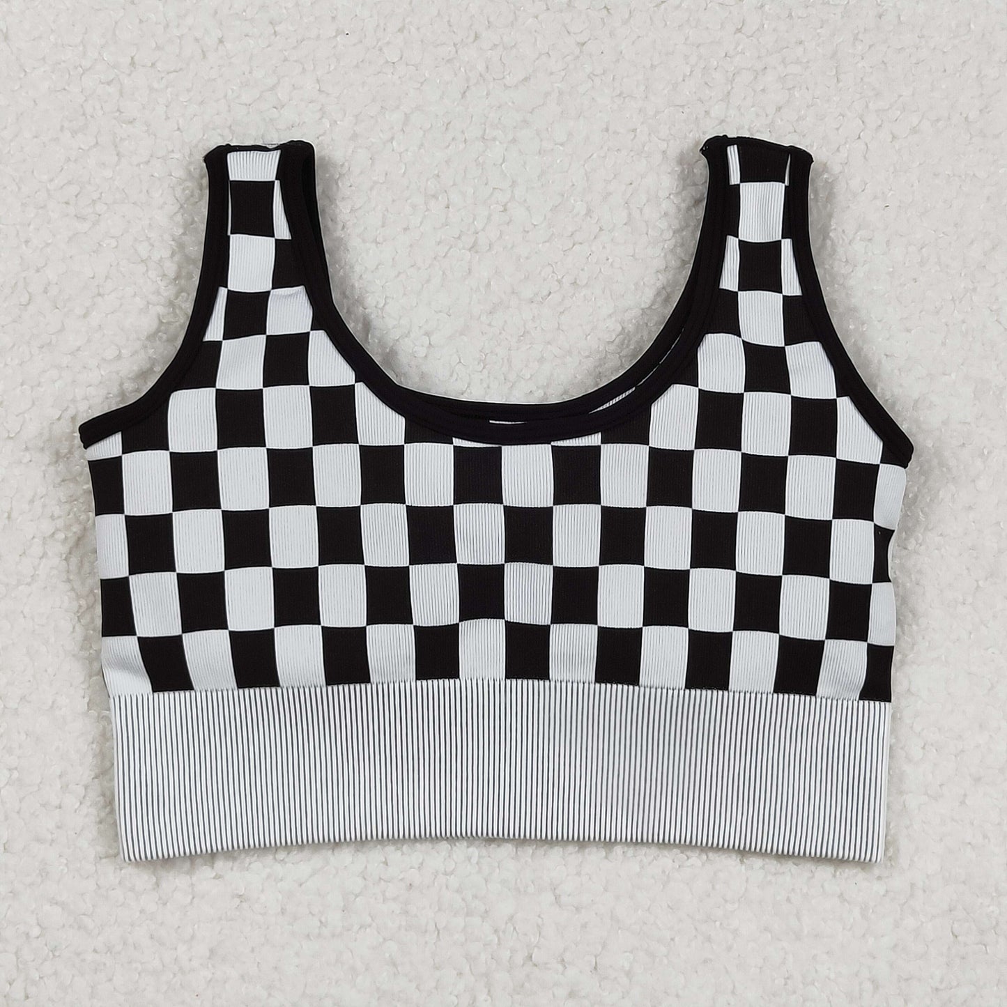 RTS NO MOQ（In Stock) GT1189 Adult Women's Black and White Checkered Vest