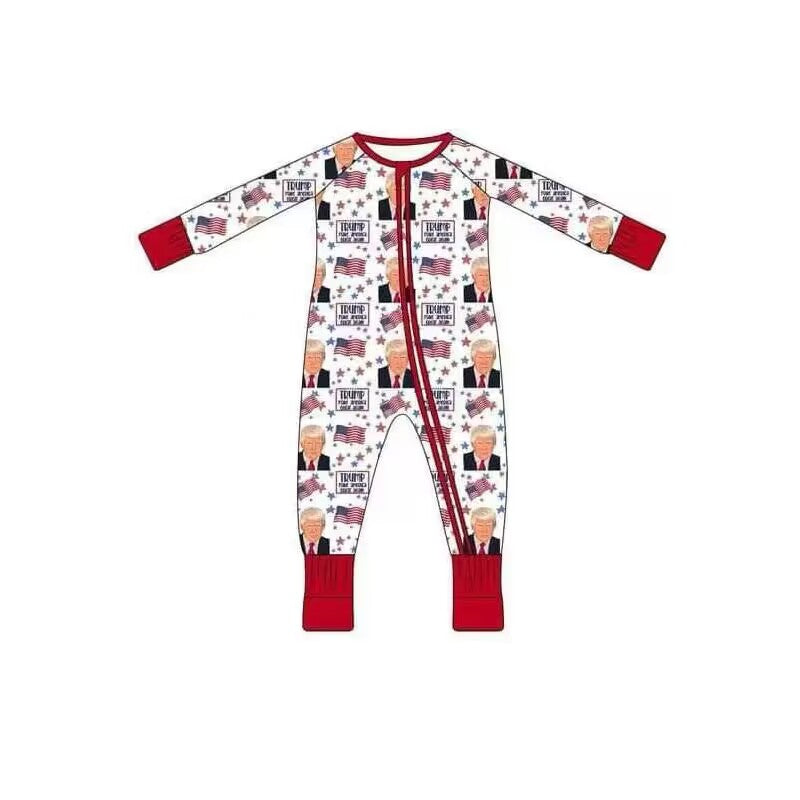 Deadline  August 13 custom no moq Long-sleeved red zip-up romper