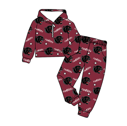 Custom moq 5 mix size milk silk summer teams baby boy clothes brick red hooded long sleeve pants sets-25.10.31