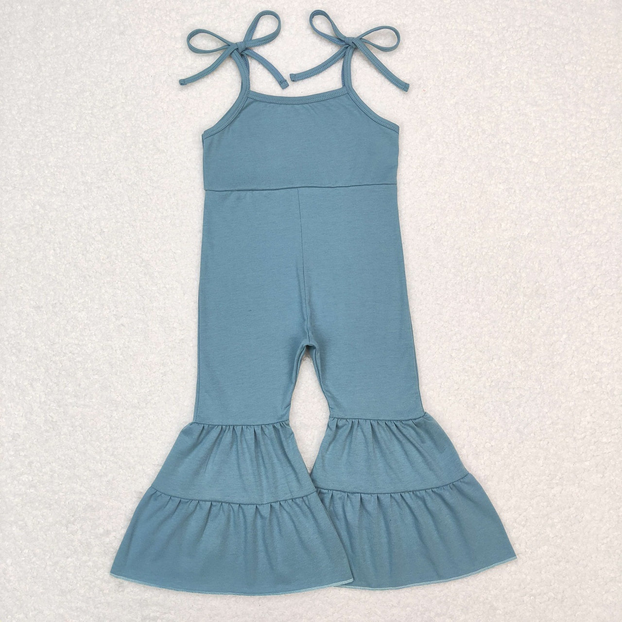 RTS NO MOQ Baby Girls Cotton Suspender Double Lace Flared Overalls