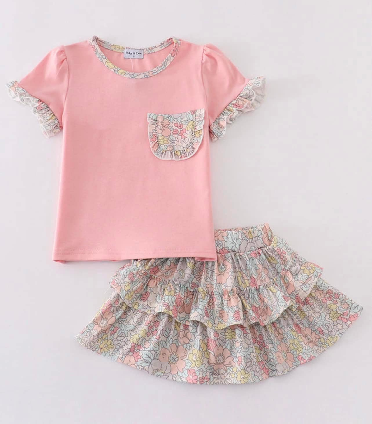 Custom moq 3 eta 7/8week moq 5 eta /4/5week baby girl clothes flying Sleeve briefs Shorts Set dress