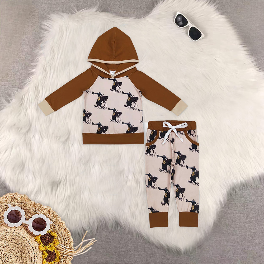RTS NO MOQ baby boy clothes hooded long sleeve Clothes Sets