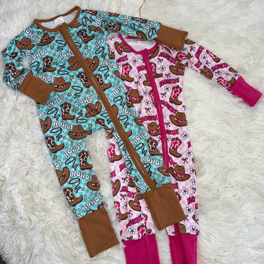 RTS NO MOQ Sibling baby girl boy clothes western catcus long-sleeved rompers