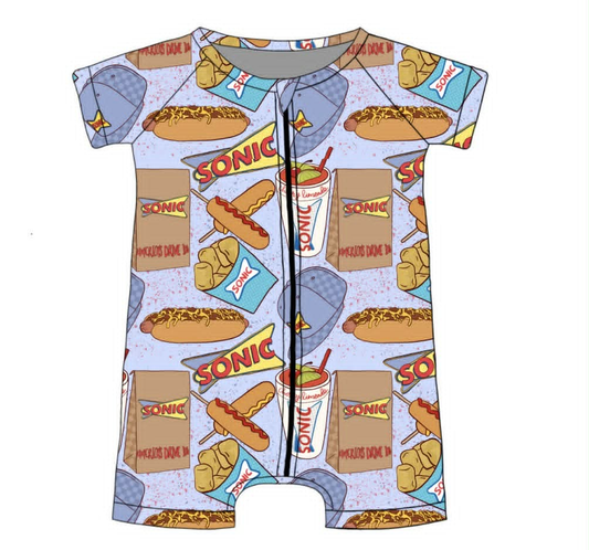Custom moq 5 mix size milk silk Baby Girl Purple Short-sleeved zipper Romper