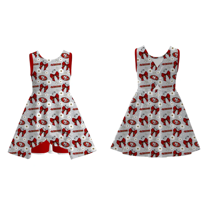 Custom moq 5 each style eta 6-7weeks milk silk baby girls summer team bow short sleeve dress