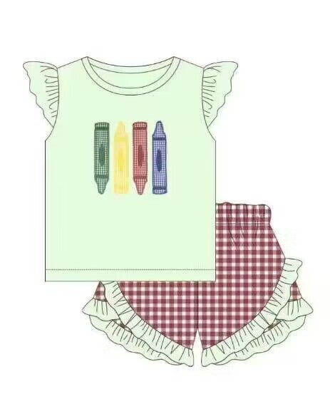 Deadline: May 27 custom no moq eta 5-6week Pencil Girls Short Sleeve Shorts Set