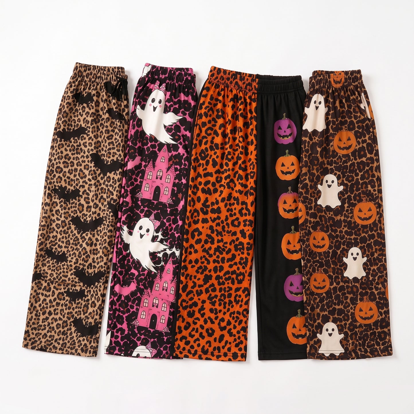 (Preorder new) No moq Women Halloween Mix‑Print Wide Leopard Leg Pants