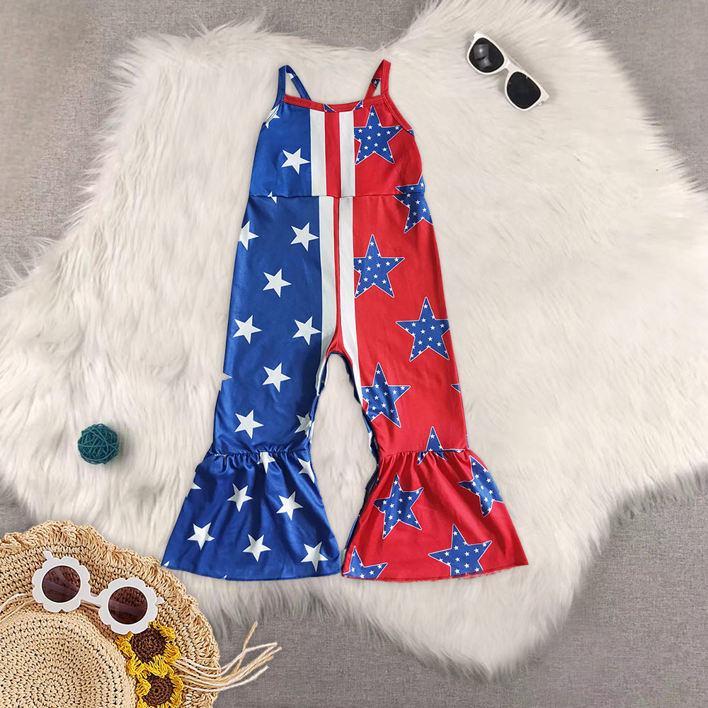 RTS Baby girls clothes 4th of july suspender jumpsuit