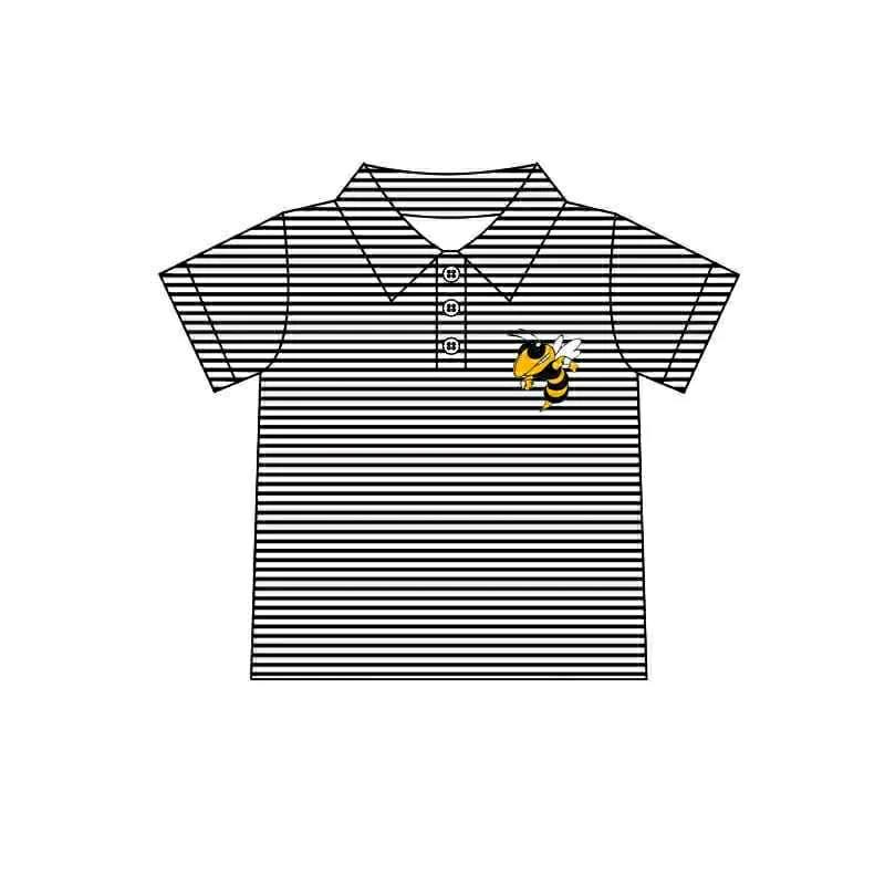 Custom moq 5 each style eta 6-7weeks baby girl clothes team striped short sleeve top-25.8.21