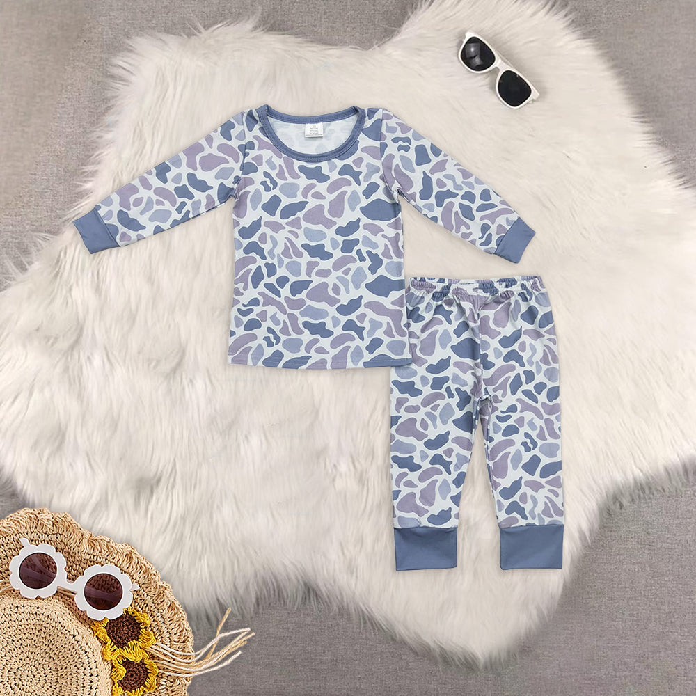 RTS NO MOQ Sibling baby boy clothes Modal camouflage long sleeve pants Sets