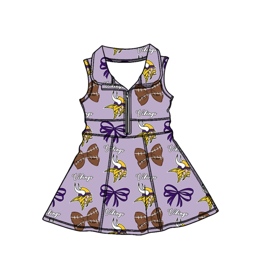 Custom moq 5 mix size milk silk baby girl clothes team summer bow purple sleeveless dress