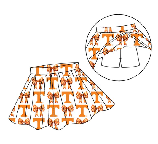 Custom moq 5 mix size milk silk baby girl clothes team bow orange summer skirt-25.8.1