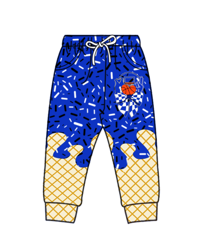 Custom moq 5 mix size milk silk summer team baby boys clothes blue long pants-25.10.22