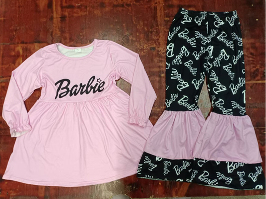 Custom moq 3 eta 6-7weeks  Pink letter top and black pants long-sleeved suit
