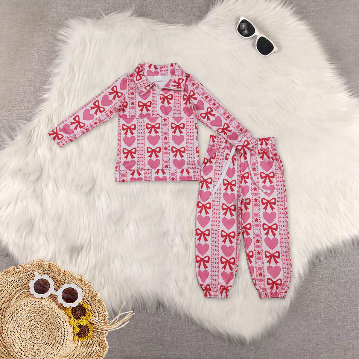 RTS NO MOQ Sibling baby girl clothes bow yoga long sleeve pants sets