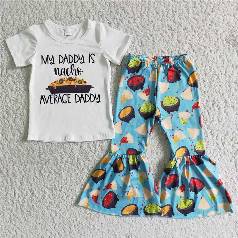 SALES NEW Baby Letter Print Short-Sleeve Top with Food Bell Pant Sets - Cute Baby Outfit Combination