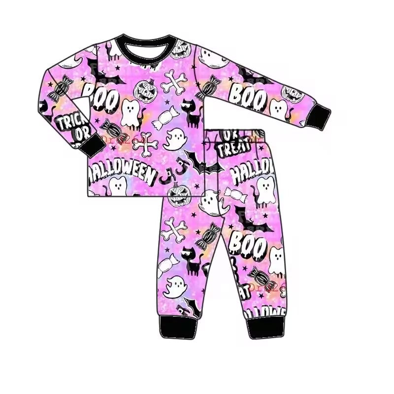 Custom moq 3 eta 6-8weeks  Halloween element purple long-sleeved suit