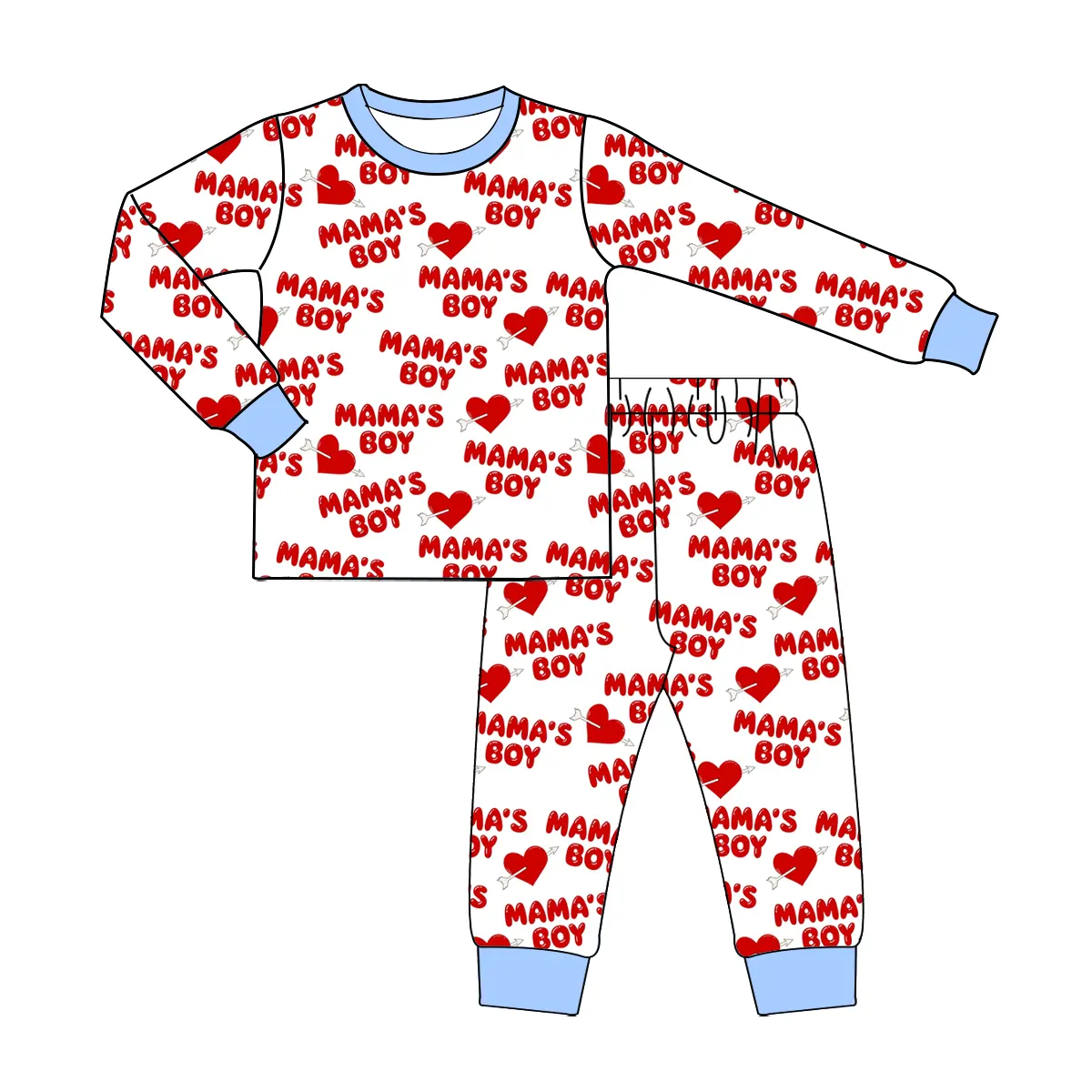 Custom moq 3 eta 6-8 weeks Red Word-Arrow Heart Pattern Long Suit