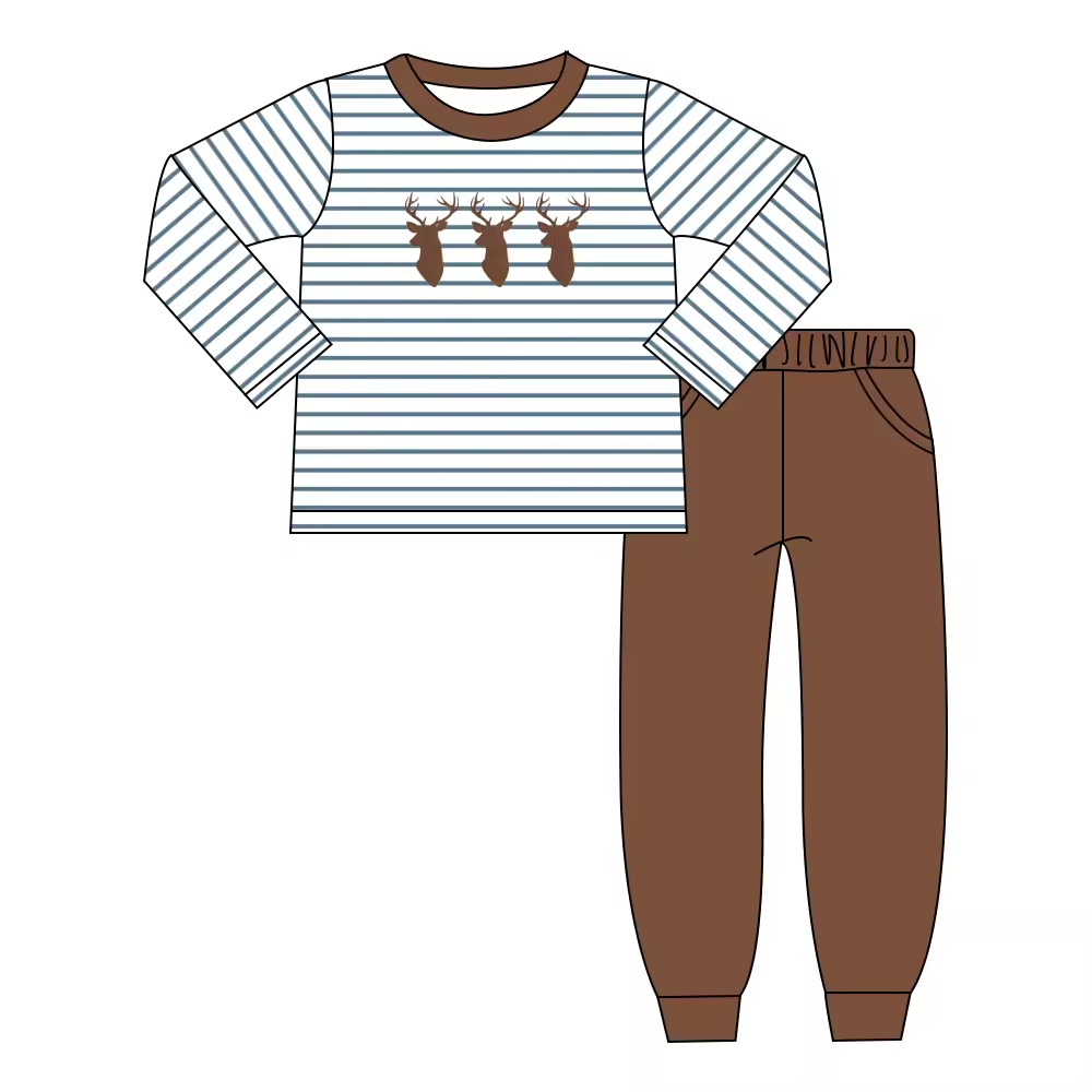 Custom moq 3 eta 6-8weeks Brown Elk Stripe Long Sleeve Suit