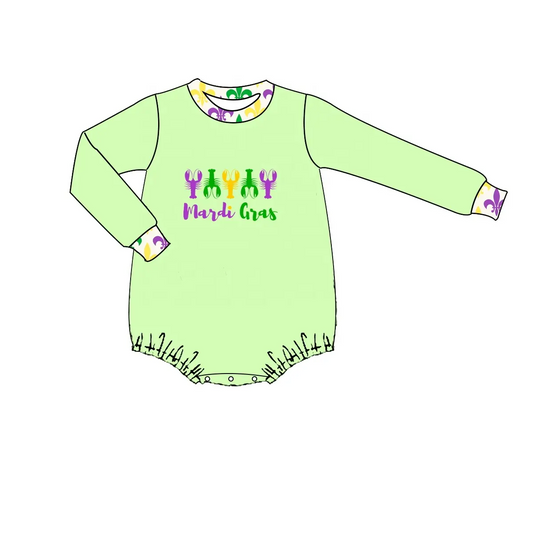 Custom moq 3 eta 6-8 weeks Crayfish pattern fluorescent green long-sleeved short romper