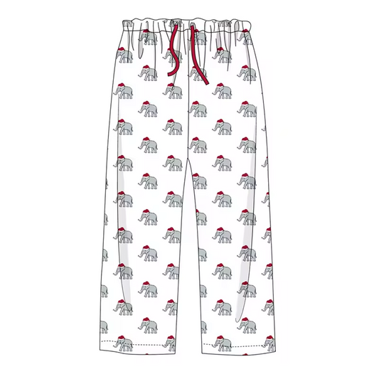 Custom moq 3 eta 6-8weeks  Christmas Elephant White Elastic Drawstring Adult Pants
