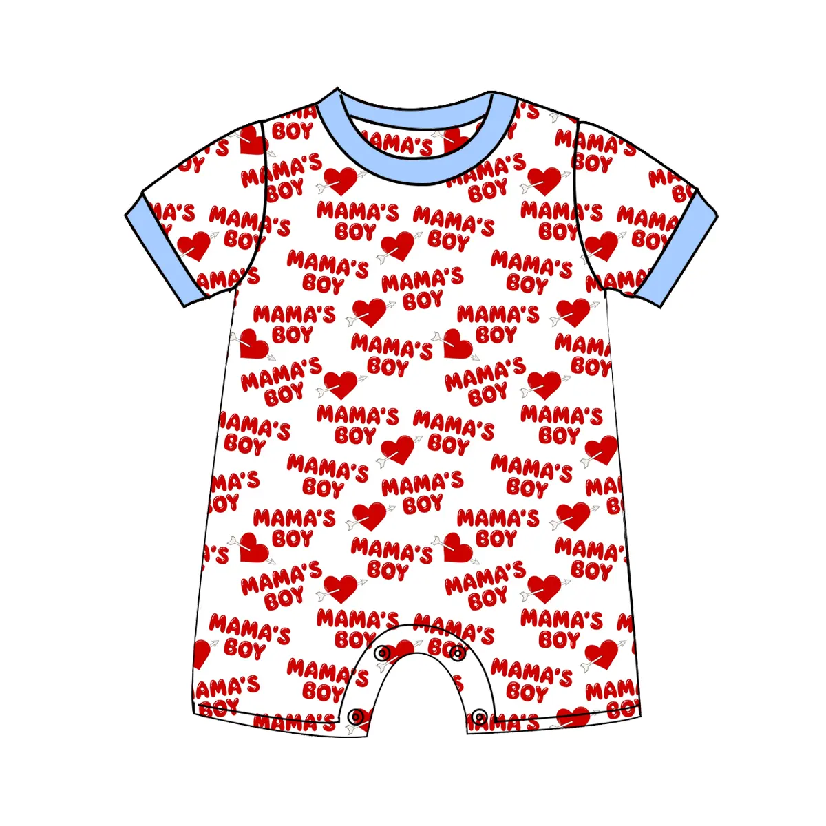Custom moq 3 eta 6-8weeks Red Words-Arrow Heart Short romper