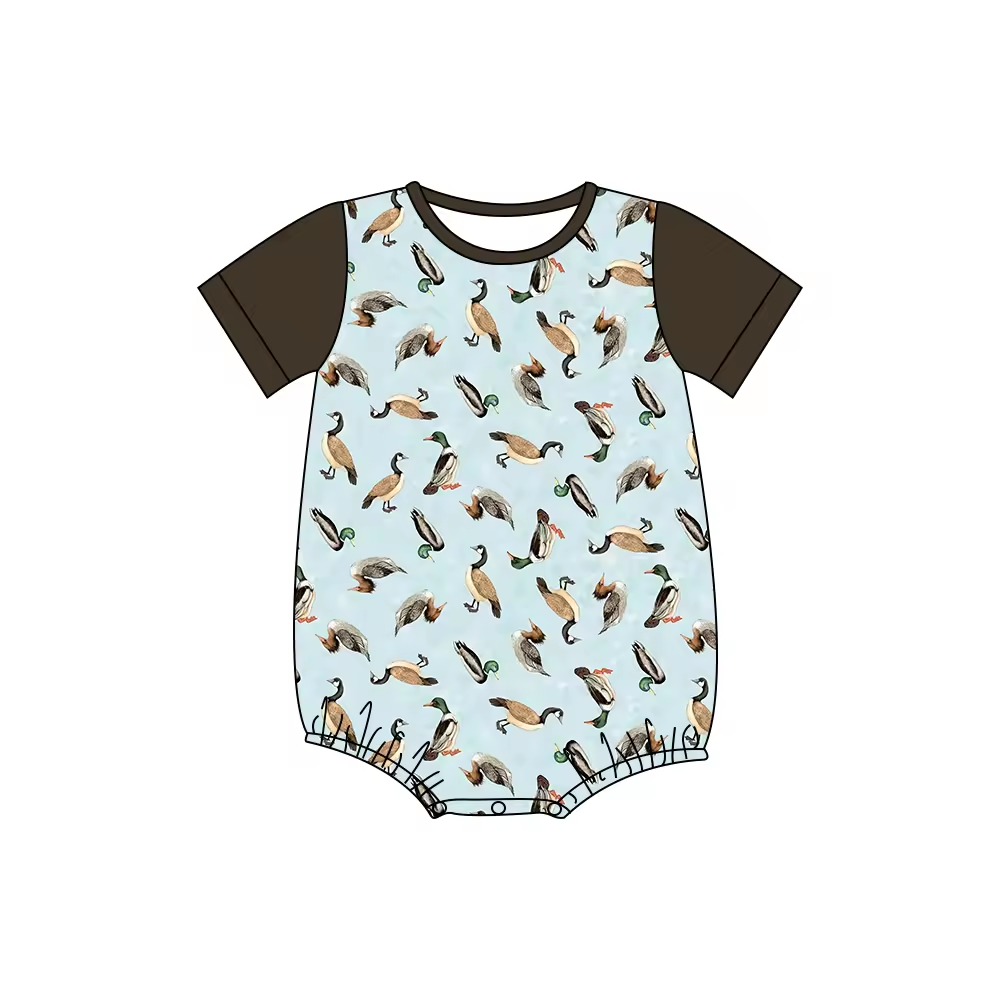 Custom moq 3 eta 6-8weeks  Wild duck light blue short-sleeved romper