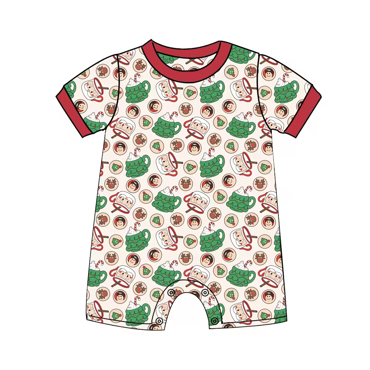 Custom moq 3 eta 6-8weeks Christmas tree shaped water cup - small human head pattern lotus color short crawling clothes