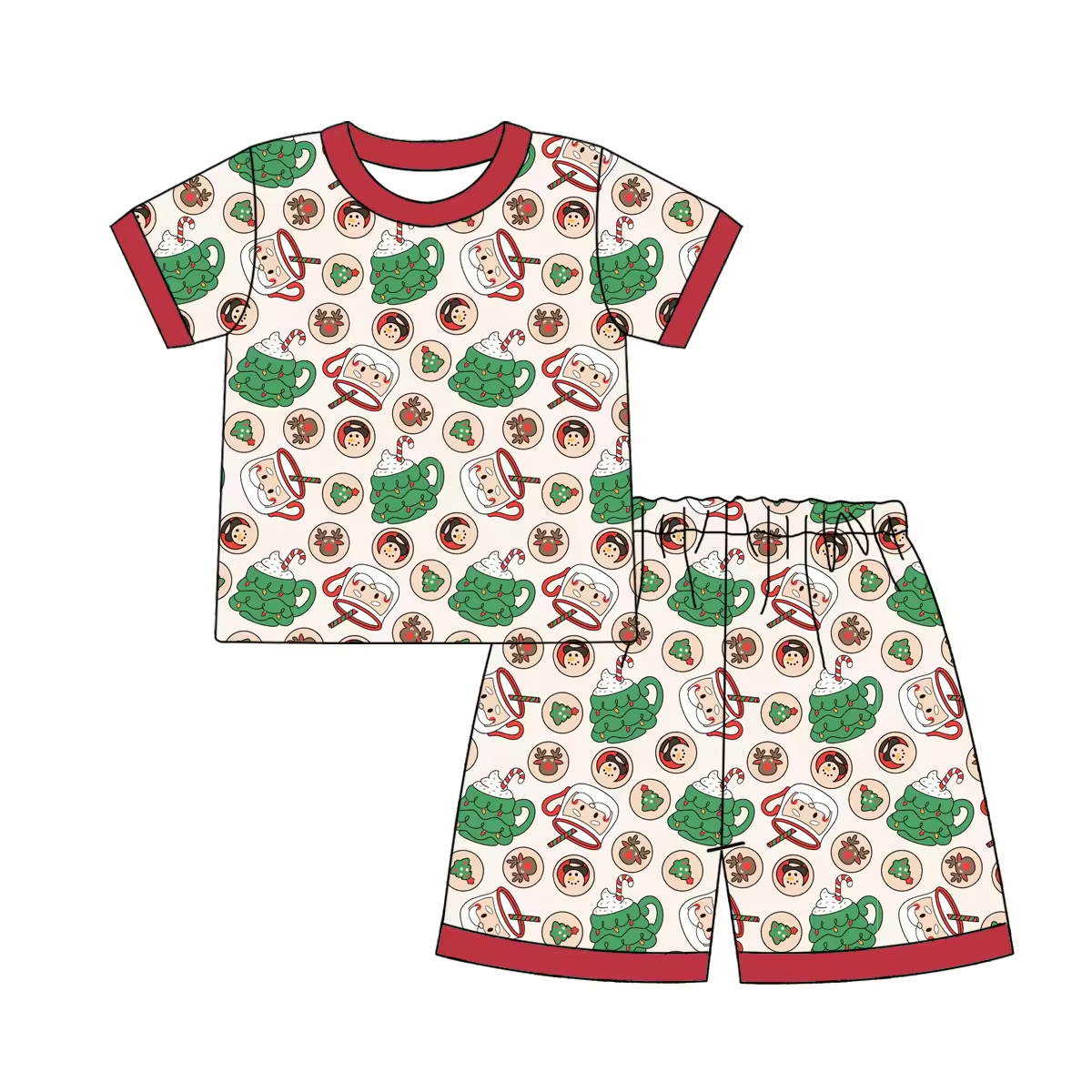 Custom moq 3 eta 6-8weeks Christmas tree shaped water cup - little human head pattern lotus color short sleeve suit