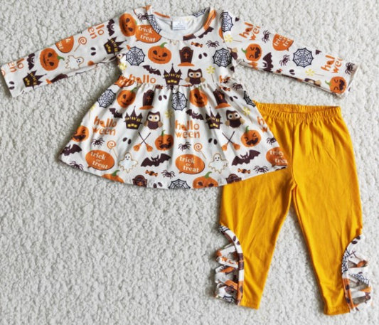 Halloween Pumpkin Top Orange Pants Set