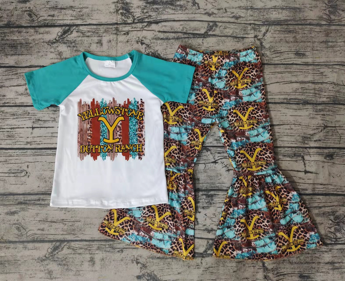 YELLOW STONE GREEN SLEEVE TOP WITH PANTS OUTFITS