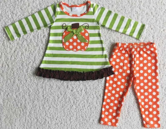 girls clothing pumpkin print long sleeve long pants baby clothing  milk silk