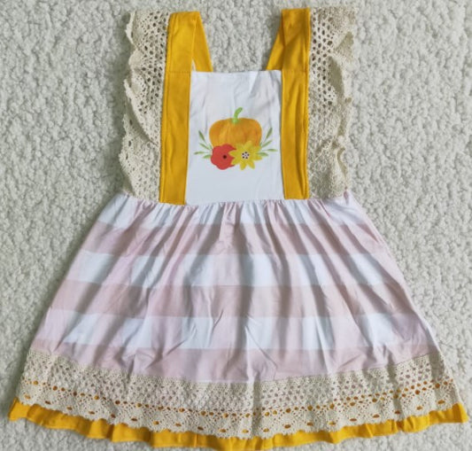 baby  girls Halloween dress over knee pumpkin print clothes flying sleeve