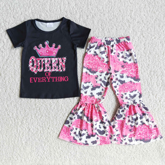 queen pink cows spot long pants set