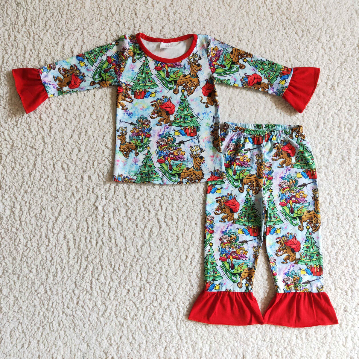 RTS NO MOQ ETA 5/7days Arrived GLP0242 Kids Christmas Clothing Girls Long Sleeve Top And Long Pants Pajamas Print