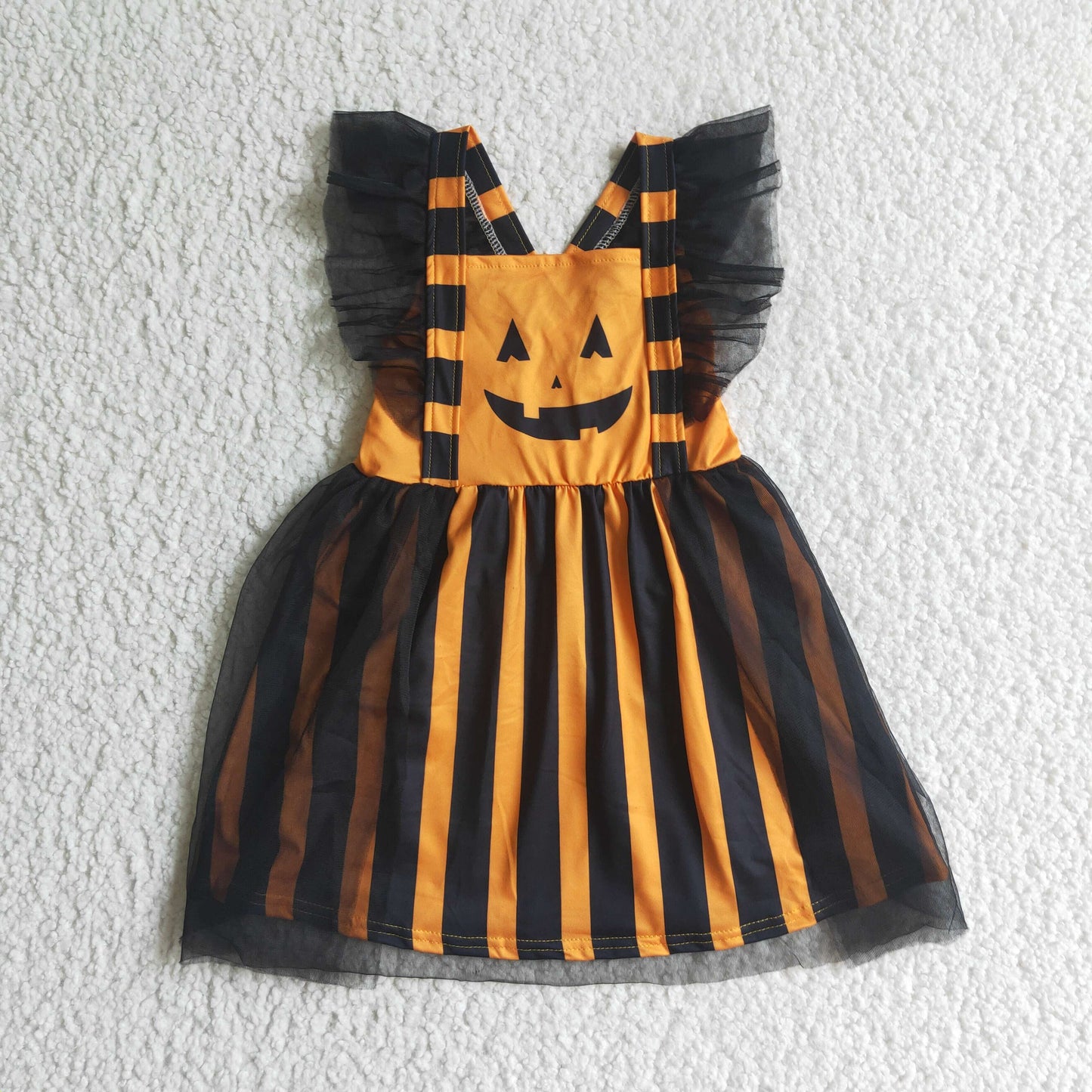 RTS NO MOQ（In Stock ) GSD0138  baby girls Halloween dress over knee clothes flying sleeve