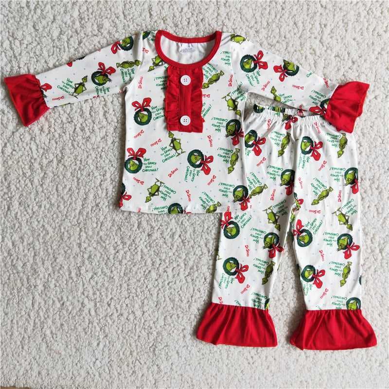 RTS NO MOQ（In Stock ) 2pcs match boys and girl pjs outfits