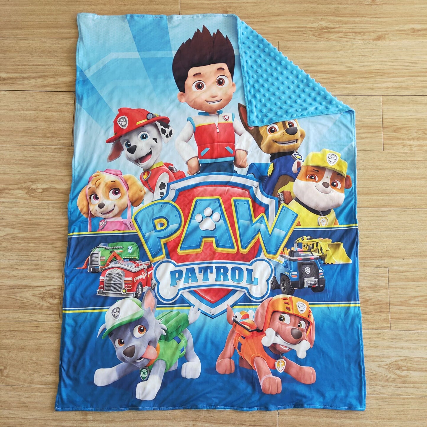 6 C9-14 boy and dogs blue blanket