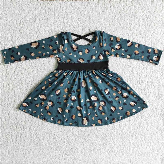 green leopard long sleeve dress