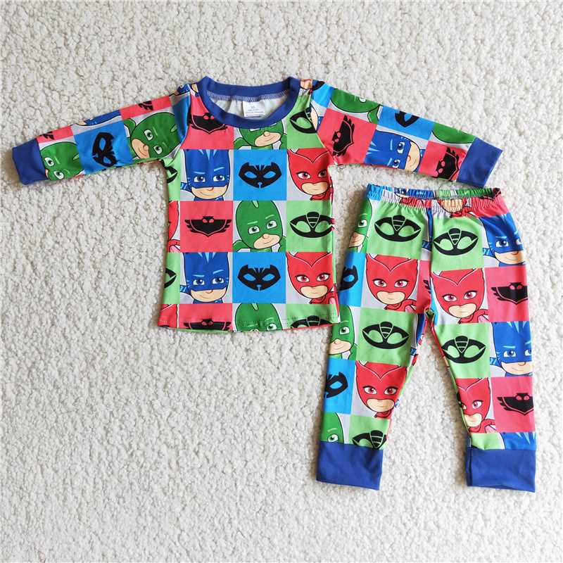 RTS NO MOQ（In Stock) 6 C9-1 Kids Clothing  Boys Long Sleeve Top And Long Pants Pajamas