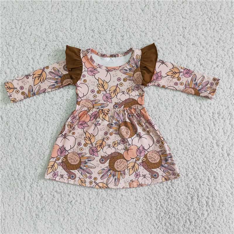 RTS NO MOQ（In Stock) 6 A6-11 Turkey Pumpkin Dress