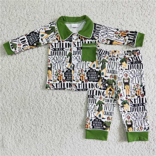 6 B12-27 Kids Clothing Boys Long Sleeve Top And Long Pants Pajamas Print