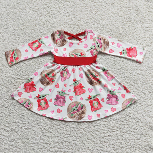 RTS NO MOQ（In Stock) 6 A2-4 valentine's day long sleevedress