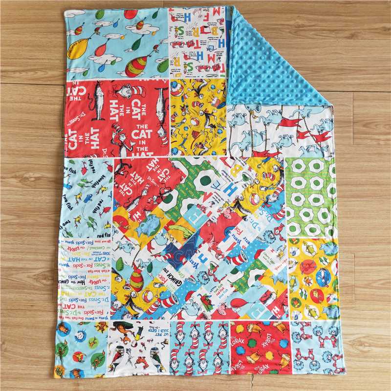 6 A27-5 dr the cats colorful plaid pattern blue blanket