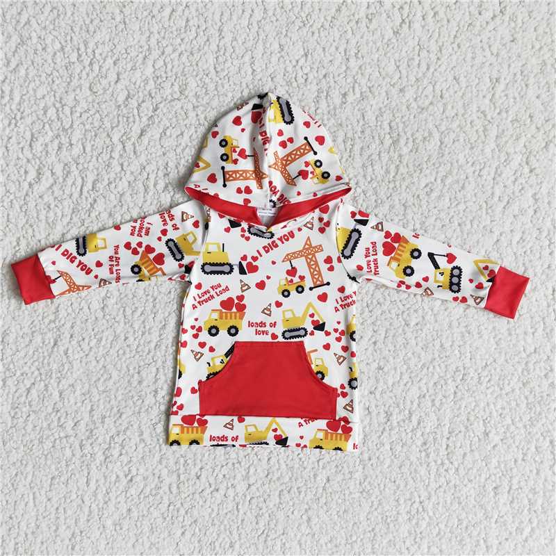 RTS NO MOQ（In Stock) 6 A27-19 Valentine hoodie top i love you truck