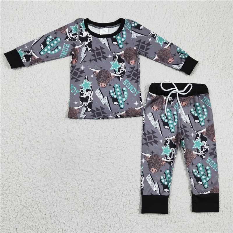 RTS NO MOQ ETA 5/7days Arrived BLP0154 Boys' Alpine Cactus Gray Long Sleeve Trouser Set