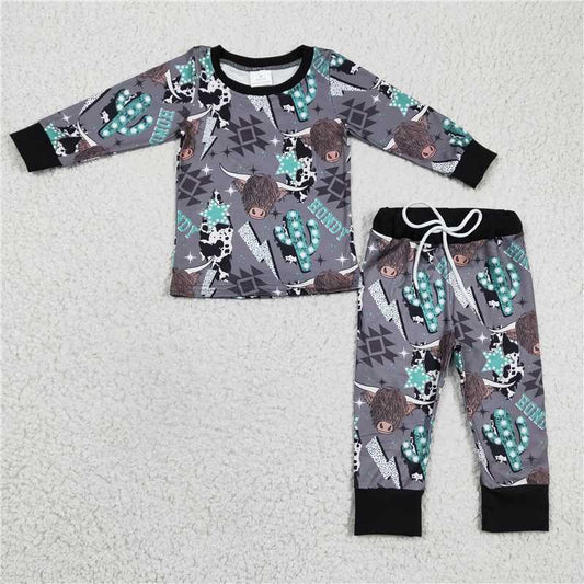 RTS NO MOQ ETA 5/7days Arrived BLP0154 Boys' Alpine Cactus Gray Long Sleeve Trouser Set