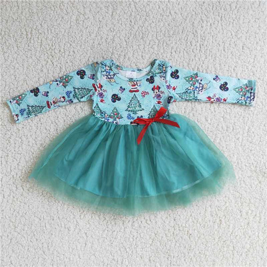 Christmas tree green mesh dress