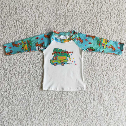 Merry Christmas pattern raglan long sleeve top
